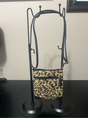 Leopard Print Crossbody Bag - Black Trim